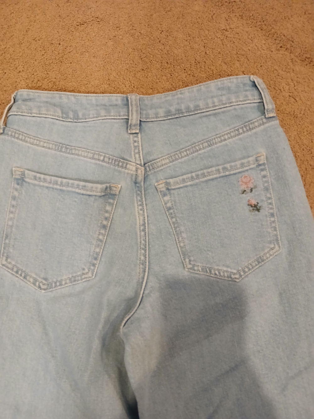 Old Navy Light Blue High-Rise Jeans with Floral Back Stitching